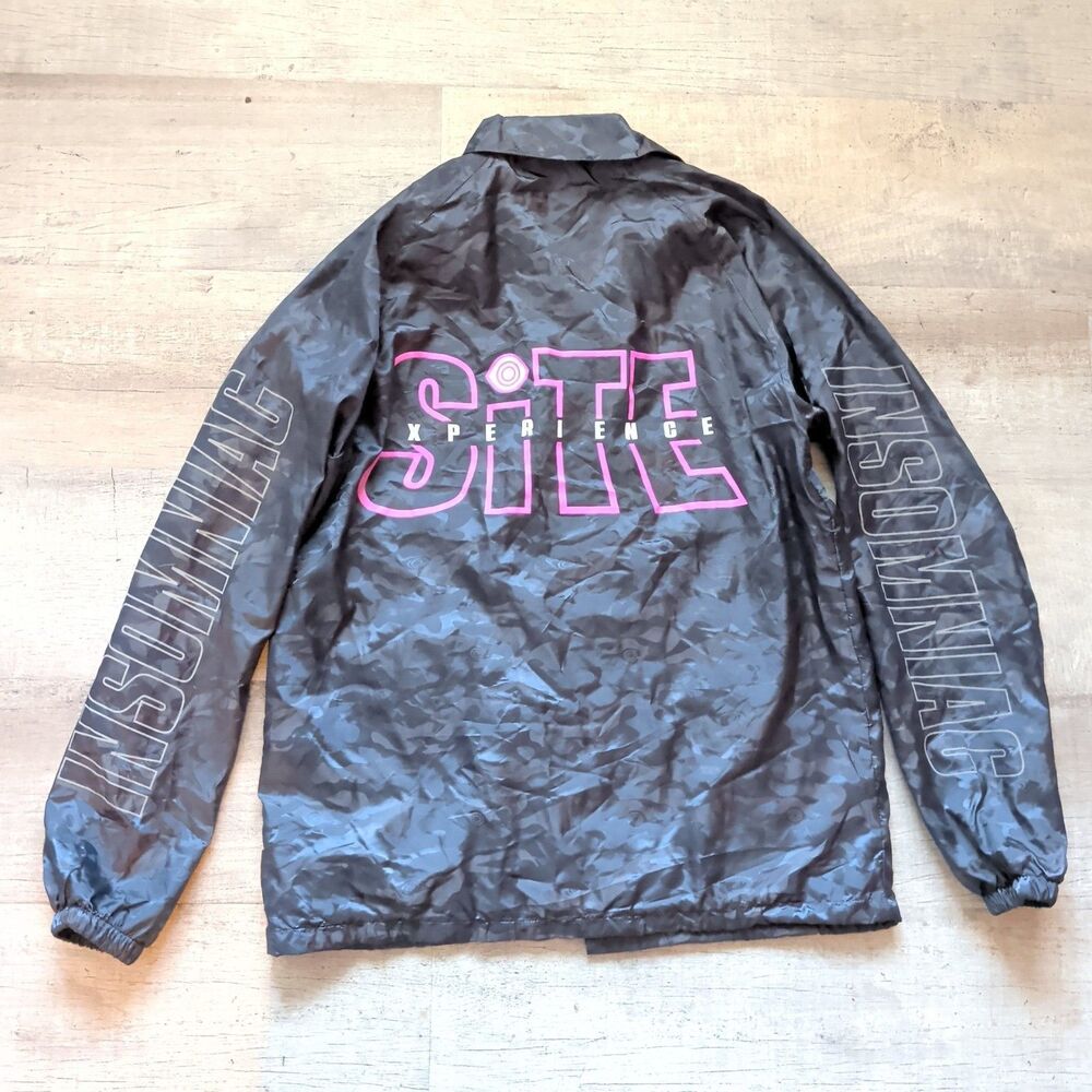 Insomniac EDC Site Xperience Gray Camo Coach Jacket Mens Medium Windbreaker
